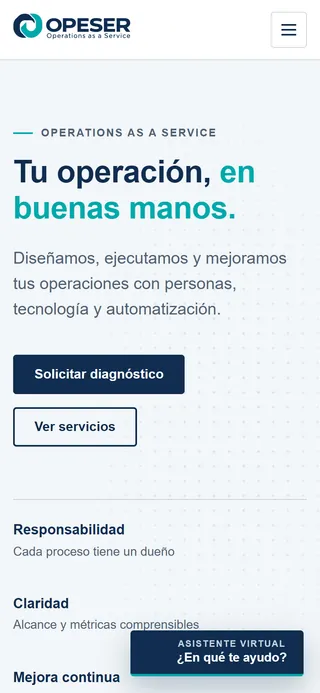 La misma portada en un móvil, con el asistente virtual